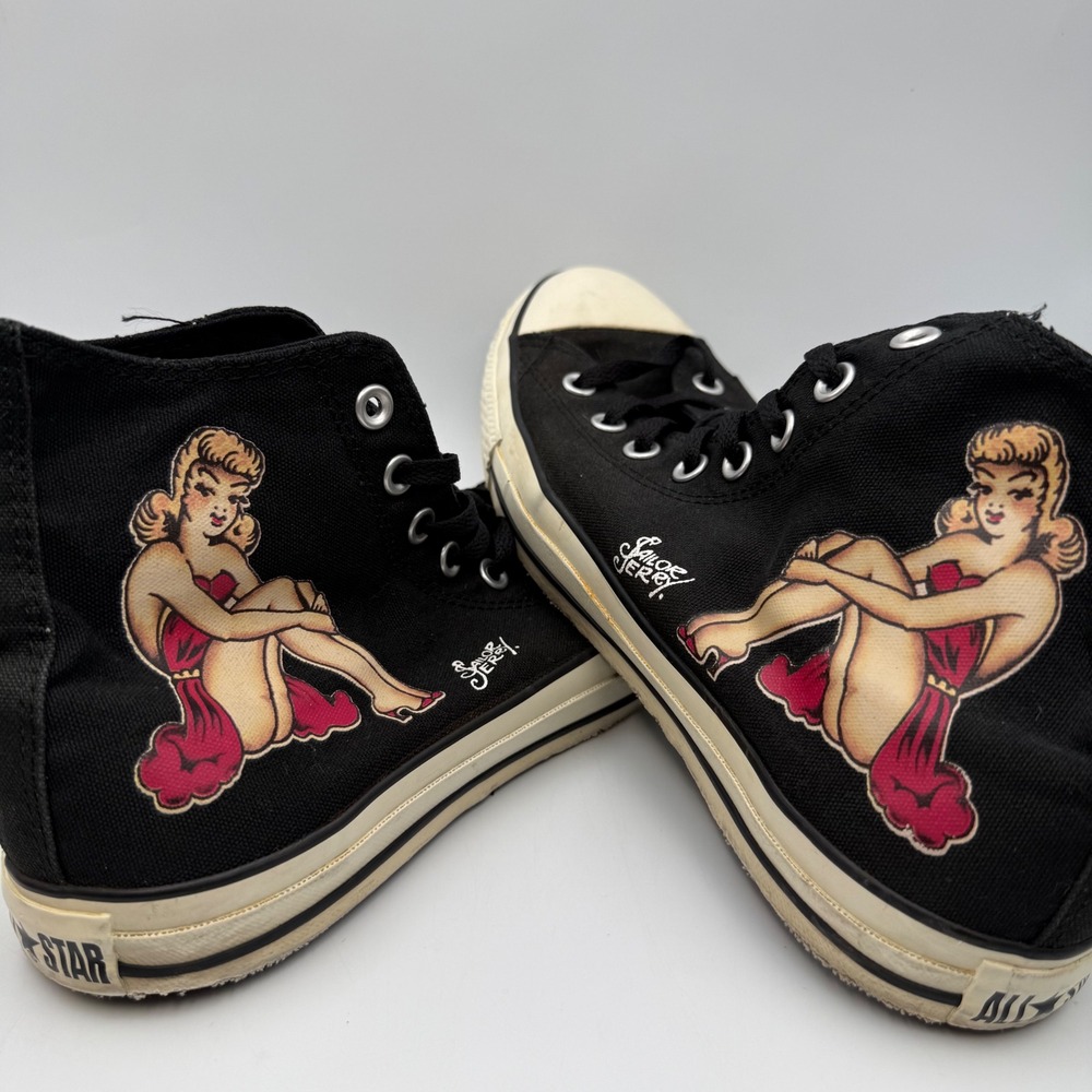 Converse Chuck Taylor All Star Sailor Jerry Pinup Girl High Top Black Sneakers